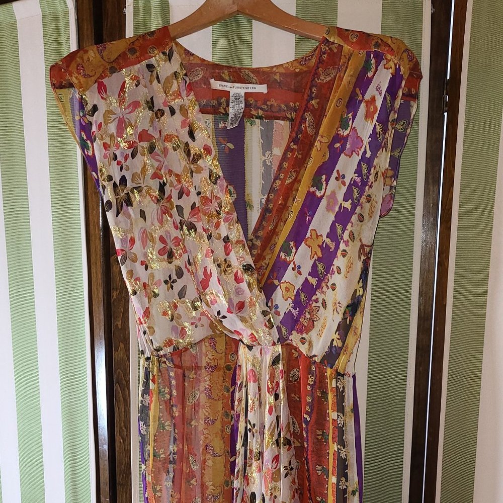 Gorgeous DVF Silk Fall Winter Dress Size 6 Authentic ZORA